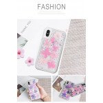 Wholesale iPhone Xr 6.1in Luxury Glitter Dried Natural Flower Petal Clear Hybrid Case (Bronze Blue)